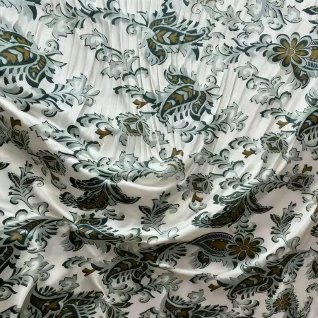 Glossy satin fabric 50D×75D, glossy polyester cashew flower, curly grass pattern jacquard, smooth, lustrous, drape, anti-wrinkle, easy to care for, factory direct supply, minimum order length 50 meters, fashion dress shirt top Glossy satin fabric 50D×75D, glossy polyester cashew flower, curly grass pattern jacquard, smooth, lustrous, drape, anti-wrinkle, easy to care for, factory direct supply, minimum order length 50 meters, fashion dress shirt top